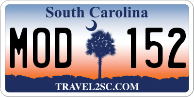 SC license plate MOD152