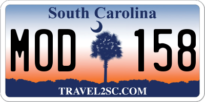 SC license plate MOD158