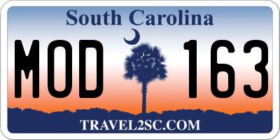 SC license plate MOD163