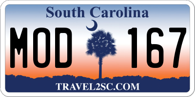 SC license plate MOD167