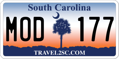 SC license plate MOD177