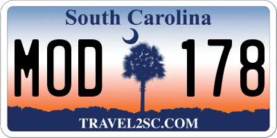 SC license plate MOD178