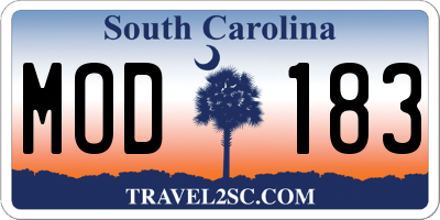 SC license plate MOD183