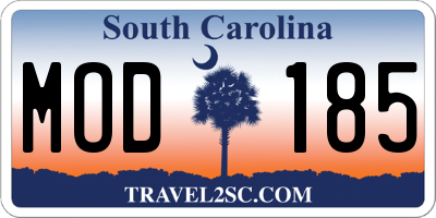 SC license plate MOD185