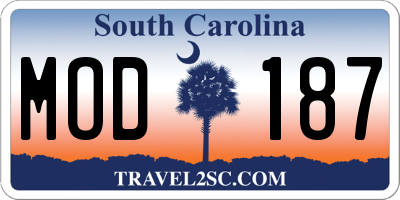 SC license plate MOD187