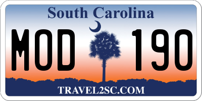 SC license plate MOD190