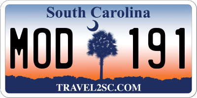 SC license plate MOD191