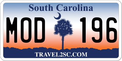 SC license plate MOD196