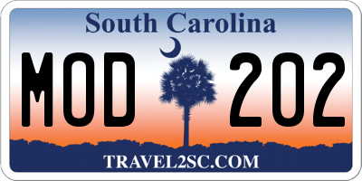 SC license plate MOD202