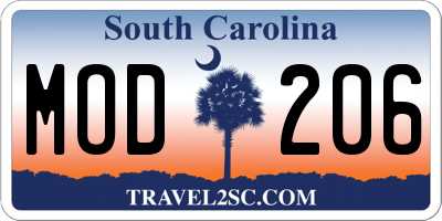 SC license plate MOD206