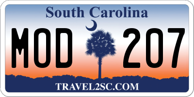 SC license plate MOD207