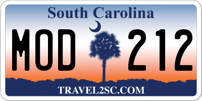 SC license plate MOD212