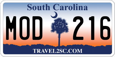 SC license plate MOD216