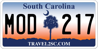 SC license plate MOD217