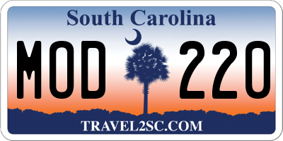 SC license plate MOD220