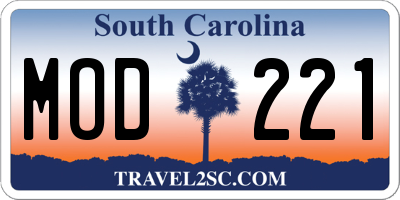 SC license plate MOD221
