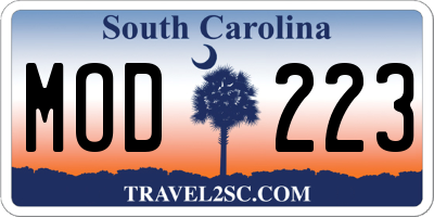 SC license plate MOD223