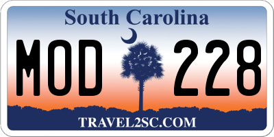 SC license plate MOD228