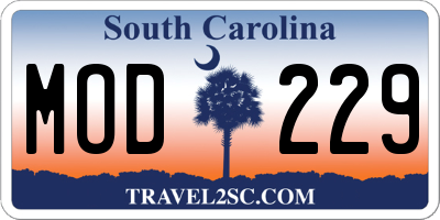 SC license plate MOD229