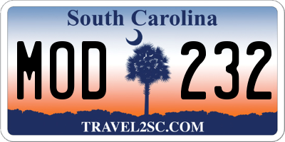 SC license plate MOD232
