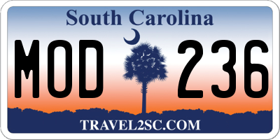 SC license plate MOD236