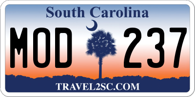 SC license plate MOD237