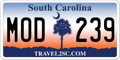 SC license plate MOD239
