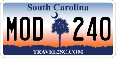 SC license plate MOD240