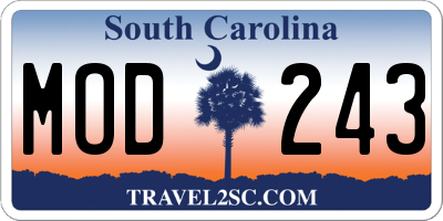 SC license plate MOD243