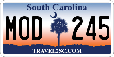 SC license plate MOD245