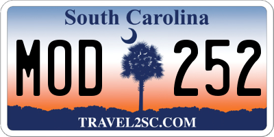 SC license plate MOD252