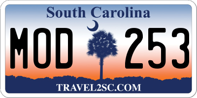 SC license plate MOD253