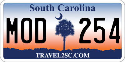 SC license plate MOD254