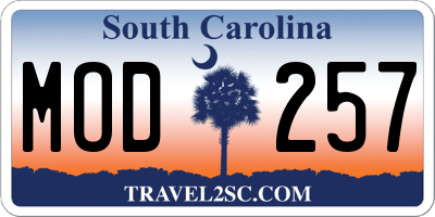 SC license plate MOD257