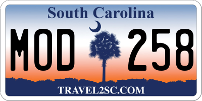 SC license plate MOD258