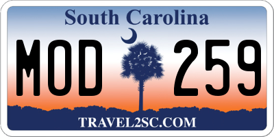 SC license plate MOD259
