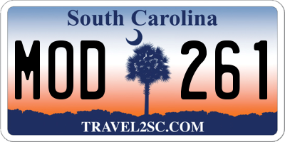 SC license plate MOD261