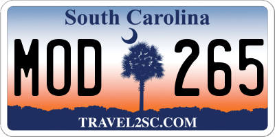 SC license plate MOD265
