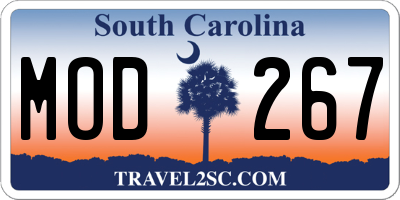 SC license plate MOD267