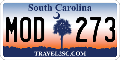 SC license plate MOD273