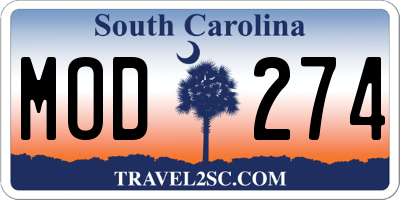 SC license plate MOD274