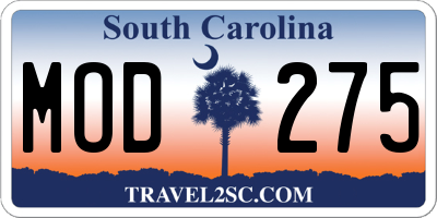 SC license plate MOD275