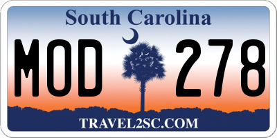 SC license plate MOD278