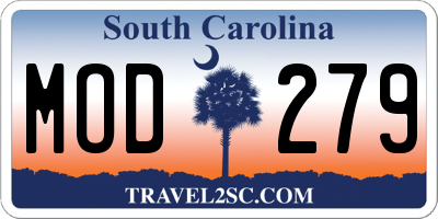 SC license plate MOD279