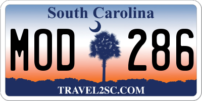 SC license plate MOD286