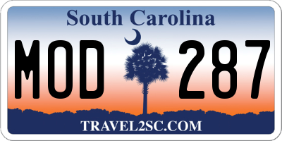 SC license plate MOD287