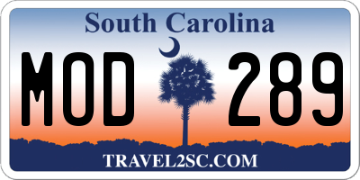 SC license plate MOD289