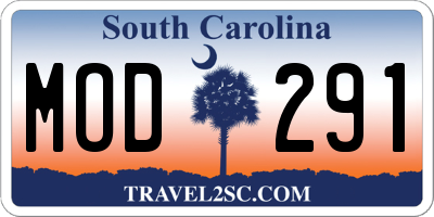 SC license plate MOD291