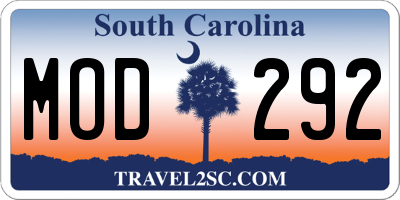 SC license plate MOD292