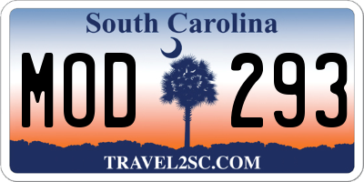 SC license plate MOD293